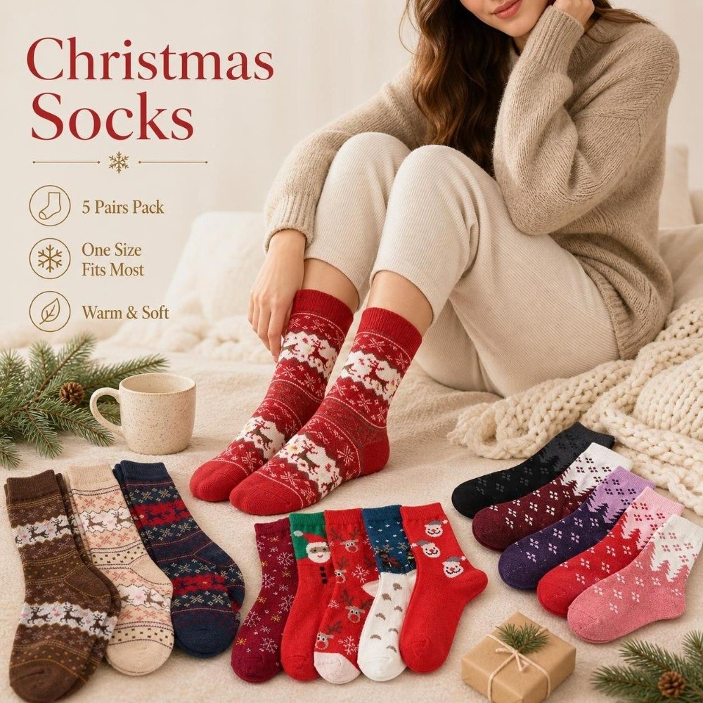 5 pasang kaos kaki Natal tebal - Thermal Sock Wool ulasan dan harga